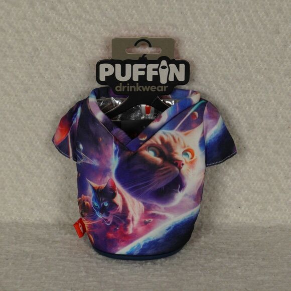 Puffin Drinkwear The Tee Can Cooler Sleeve DL1230-921 Space Cats Retired - Picture 1 of 11
